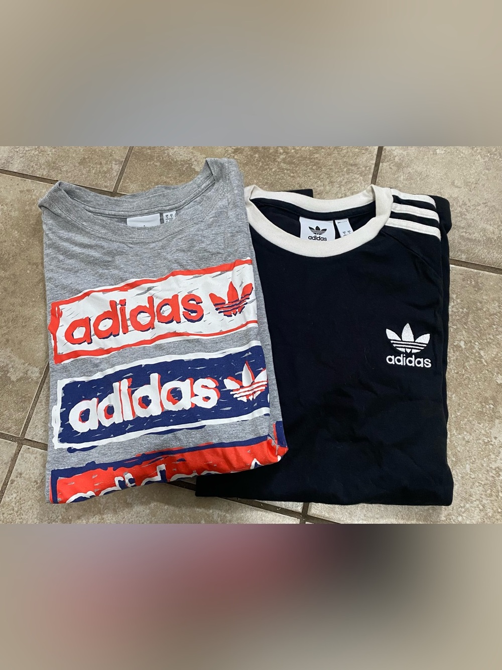 Adidas Originals Trefoil Graphic Tee Shirt 2-Piece Lot Bundle — Size S